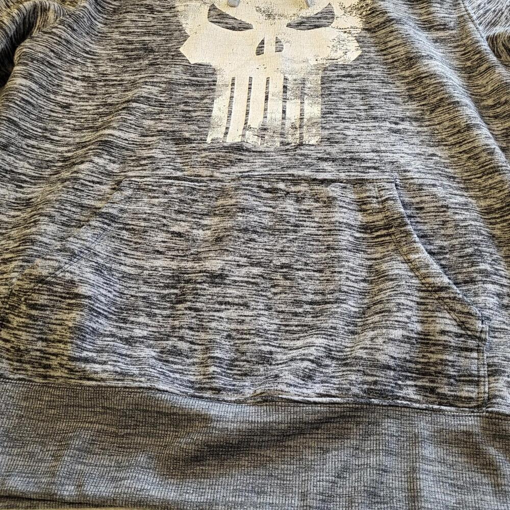 men's Marvel Punisher pullover hoodie gray and black marbled white skull logo L - Picture 5 of 11